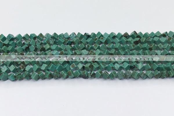 CNT554 15.5 inches 4mm cube turquoise gemstone beads