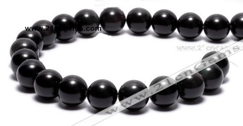 COB04 16 inches 12mm round black obsidian gemstone beads wholesale