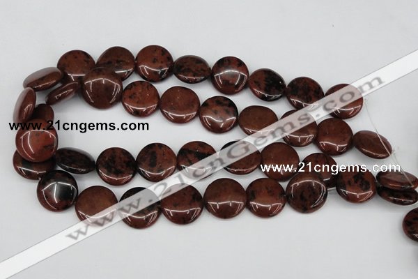 COB101 15.5 inches 20mm flat round mahogany obsidian beads