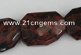 COB103 22*32mm twisted & faceted rectangle mahogany obsidian beads