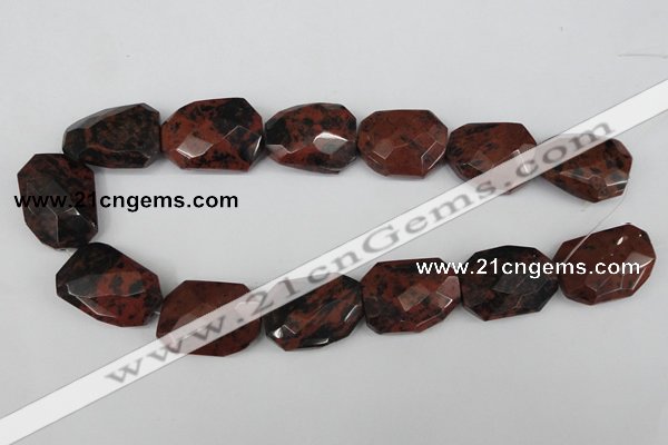 COB103 22*32mm twisted & faceted rectangle mahogany obsidian beads