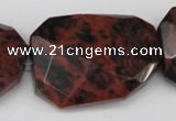 COB104 30*40mm twisted & faceted rectangle mahogany obsidian beads
