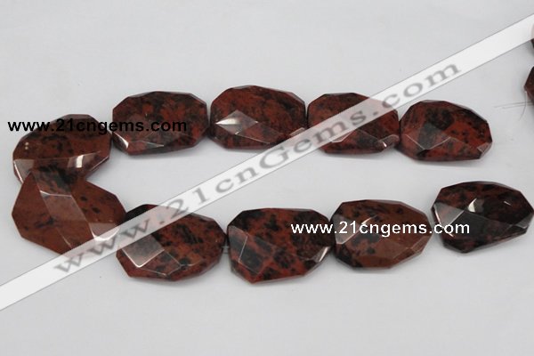 COB104 30*40mm twisted & faceted rectangle mahogany obsidian beads