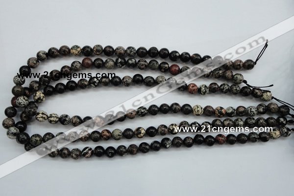 COB151 15.5 inches 8mm round snowflake obsidian beads