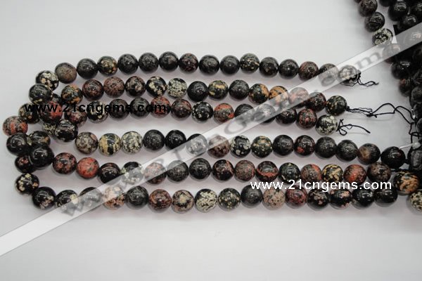 COB153 15.5 inches 12mm round snowflake obsidian beads