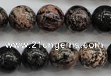 COB154 15.5 inches 14mm round snowflake obsidian beads