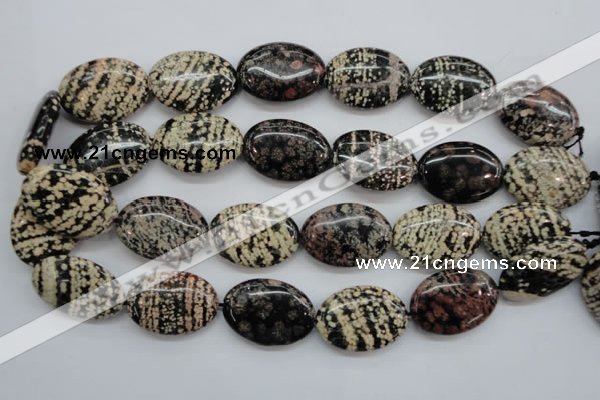 COB157 15.5 inches 22*30mm oval snowflake obsidian beads