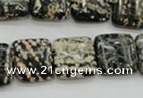 COB164 15.5 inches 16*16mm square snowflake obsidian beads