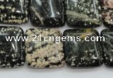 COB166 15.5 inches 20*20mm square snowflake obsidian beads