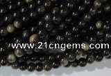 COB251 15.5 inches 4mm round golden obsidian beads wholesale