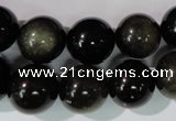 COB256 15.5 inches 14mm round golden obsidian beads wholesale