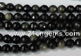 COB263 15.5 inches 6mm faceted round golden obsidian beads