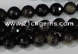 COB265 15.5 inches 10mm faceted round golden obsidian beads