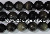 COB266 15.5 inches 12mm faceted round golden obsidian beads