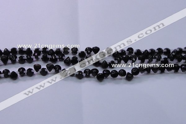 COB275 Top drilled 7*7mm faceted teardrop golden obsidian beads