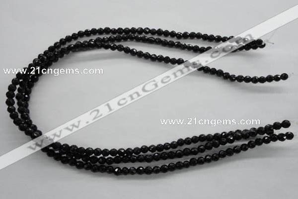 COB351 15.5 inches 5mm faceted round black obsidian beads