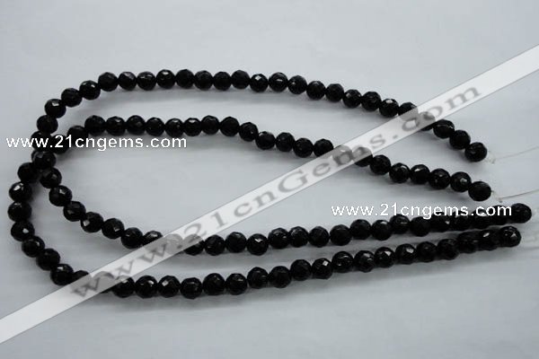 COB353 15.5 inches 8mm faceted round black obsidian beads