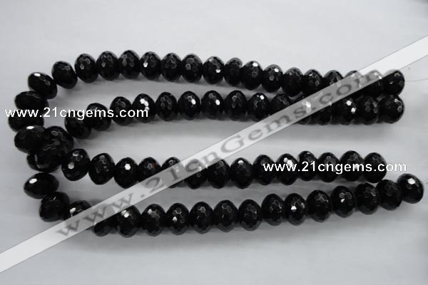 COB364 15.5 inches 12*16mm faceted rondelle black obsidian beads