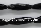 COB378 15.5 inches 8*30mm faceted rice black obsidian beads