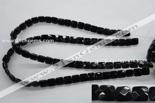 COB390 15.5 inches 10*10mm faceted square black obsidian beads