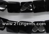 COB392 15.5 inches 14*14mm faceted square black obsidian beads