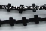 COB415 15.5 inches 10*14mm cross black obsidian beads wholesale