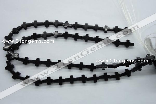 COB415 15.5 inches 10*14mm cross black obsidian beads wholesale