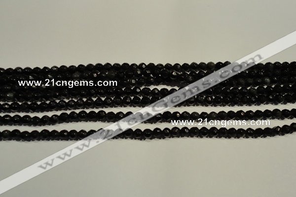 COB450 15.5 inches 4mm faceted round black obsidian beads