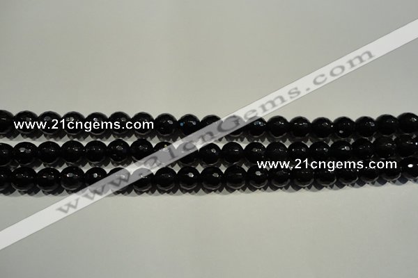 COB451 15.5 inches 6mm faceted round black obsidian beads