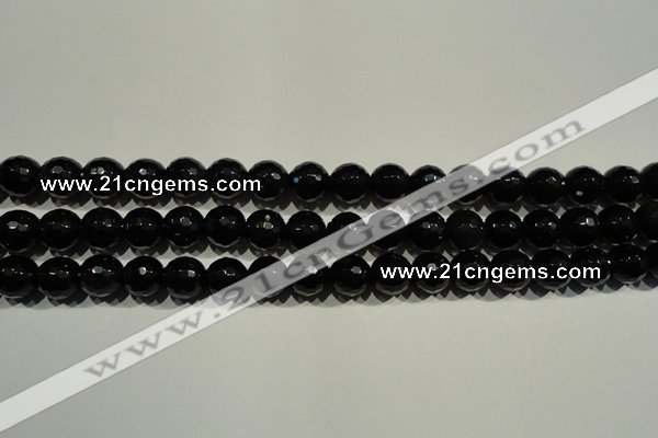 COB452 15.5 inches 8mm faceted round black obsidian beads