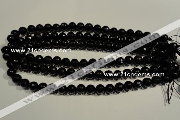 COB453 15.5 inches 10mm faceted round black obsidian beads