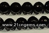 COB454 15.5 inches 12mm faceted round black obsidian beads