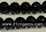 COB454 15.5 inches 12mm faceted round black obsidian beads