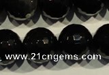 COB457 15.5 inches 18mm faceted round black obsidian beads