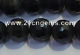 COB473 15.5 inches 6mm faceted round matte black obsidian beads