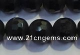 COB474 15.5 inches 8mm faceted round matte black obsidian beads