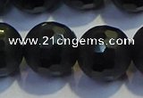 COB479 15.5 inches 18mm faceted round matte black obsidian beads