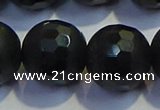 COB480 15.5 inches 20mm faceted round matte black obsidian beads