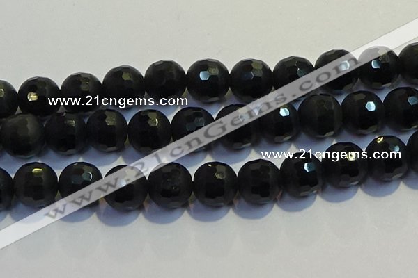 COB480 15.5 inches 20mm faceted round matte black obsidian beads