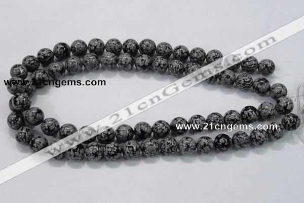 COB53 15.5 inches 12mm round Chinese snowflake obsidian beads