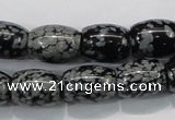 COB54 15.5 inches 12*16mm drum Chinese snowflake obsidian beads