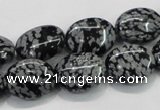 COB55 15.5 inches 12*16mm oval Chinese snowflake obsidian beads