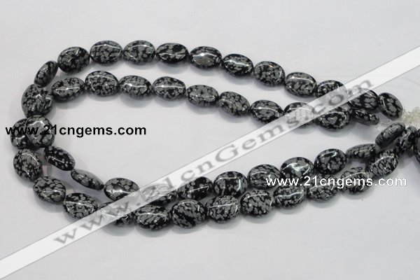 COB55 15.5 inches 12*16mm oval Chinese snowflake obsidian beads