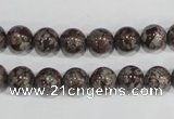 COB552 15.5 inches 8mm round red snowflake obsidian beads wholesale