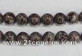 COB552 15.5 inches 8mm round red snowflake obsidian beads wholesale