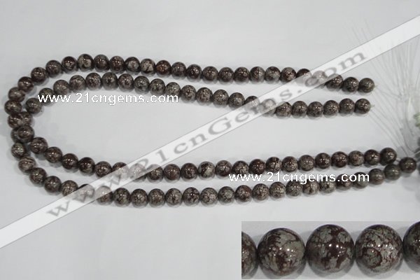 COB552 15.5 inches 8mm round red snowflake obsidian beads wholesale