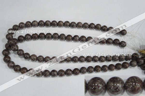 COB554 15.5 inches 12mm round red snowflake obsidian beads wholesale