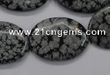 COB56 15.5 inches 22*30mm oval Chinese snowflake obsidian beads