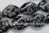 COB57 15.5 inches 15*20mm twisted oval Chinese snowflake obsidian beads