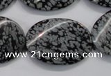 COB58 15.5 inches 25*35mm twisted oval Chinese snowflake obsidian beads